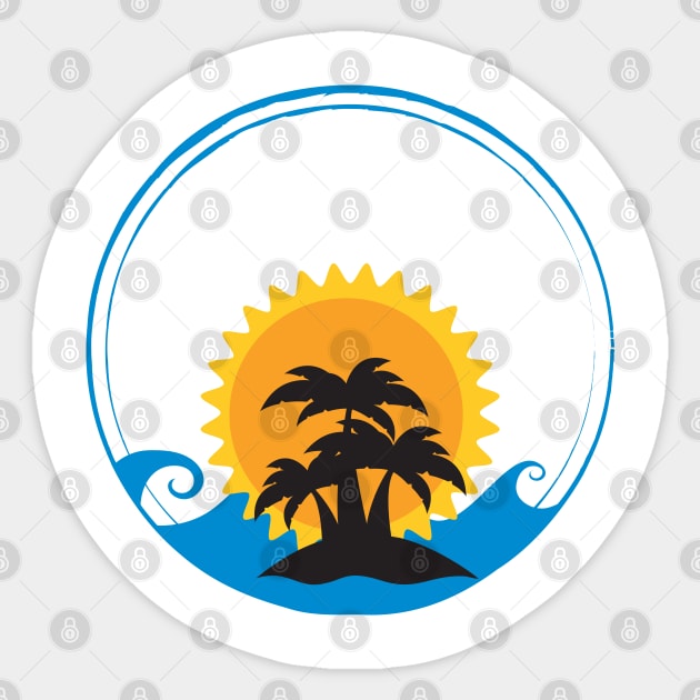 Sunset Palm Blue Sticker by Kiyiya Designs